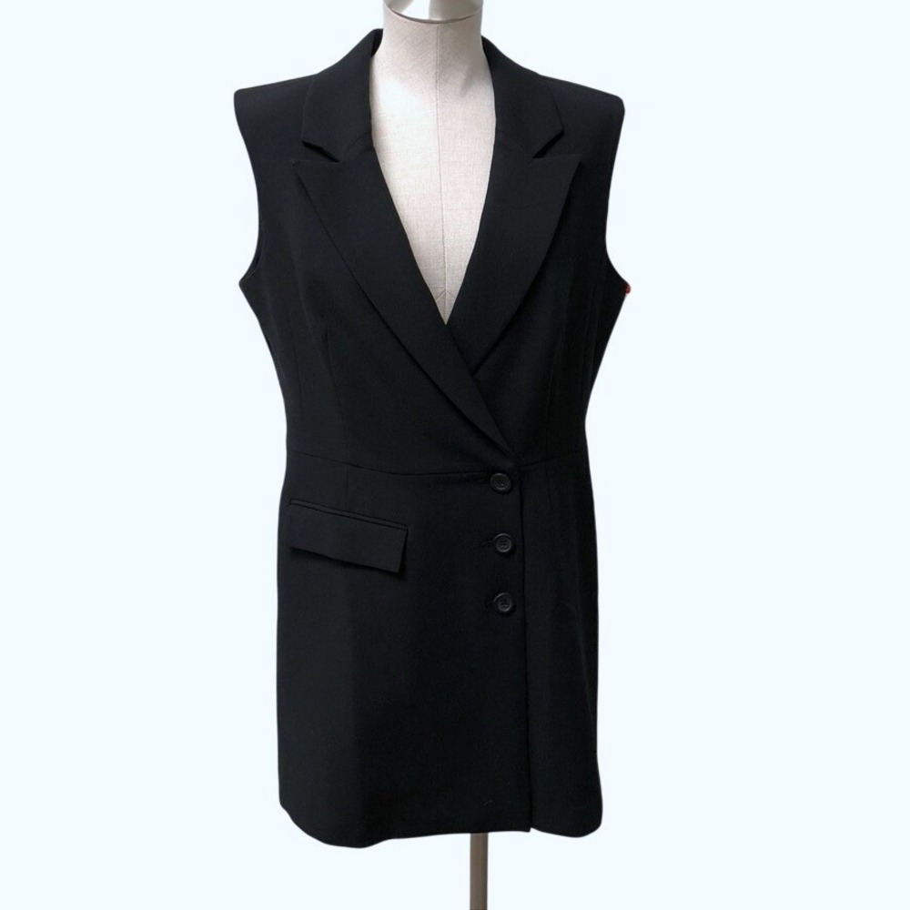 Sleeveless Black Blazer Mini Dress